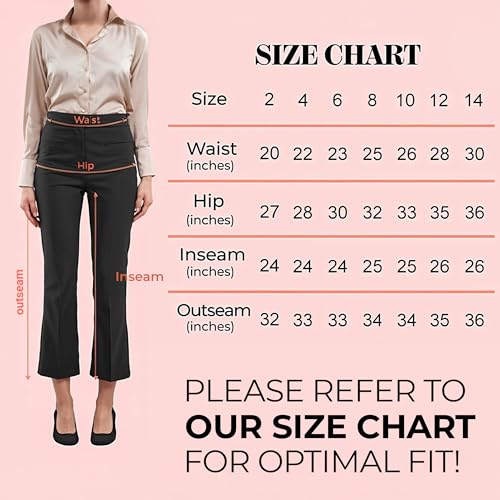SANDY & SID Womens Pants Small Size Flared Work Slacks High Rise Slim Fit Boot Cut Crop Trousers Business Office Casual Wear2