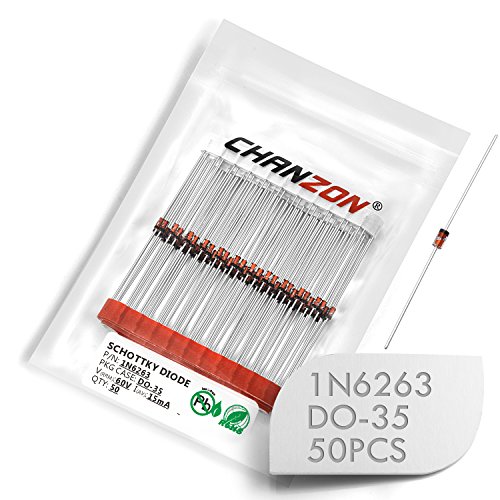 (Pack Of 50 Pieces) Chanzon 1N6263 Schottky Barrier Rectifier Diodes 15Ma 60V Do-35 (Do-204Ah) Axial 6263 In6263 15 Ma 60 Volt Small Signal Switching Diode #TOP12