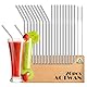 AOTWAN Strohhalme Edelstahl 304 Trinkhalme Edelstahl 20 Stück Enthalten 9 Gerade +9 Gebogen +2 Reinigungsbürsten Metall Strohhalm Wiederverwendbar für Cocktails,Smoothie und Säfte