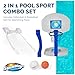 SwimWays 2-in-1 Pool Sport Combo Set - Volleyball Net & Outdoor Basketball Hoop for in- & Above Ground Pool, Outdoor Games for Adults and Family