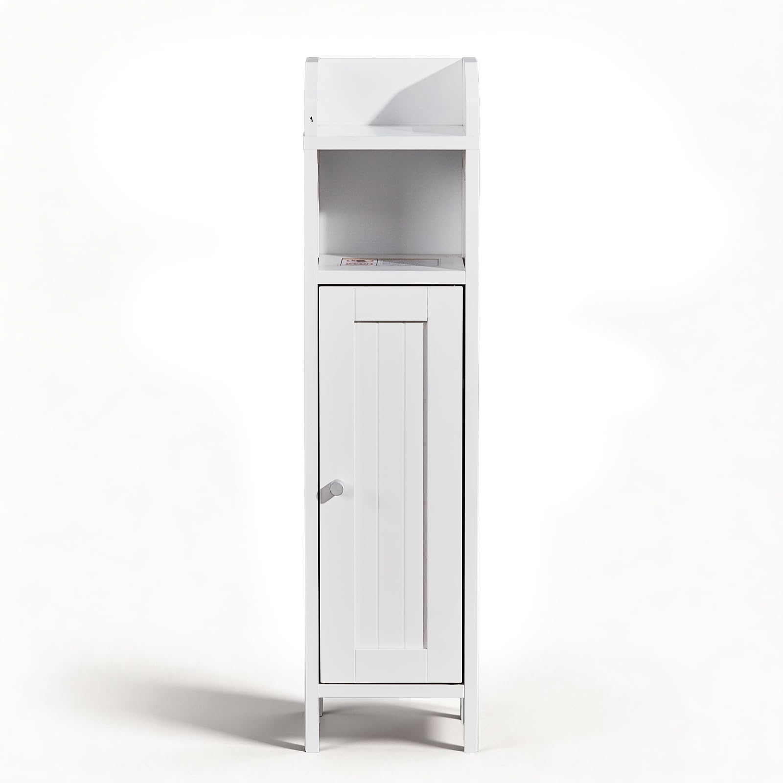 Bonnlo Slim Bathroom Cabinet, White Freestanding Bathroom Storage Organizer,1 Door 1 Shelf & Rail Corner Floor Cabinet, Narrow Multifunctional Storage Unit for Home,20×20×80cm
