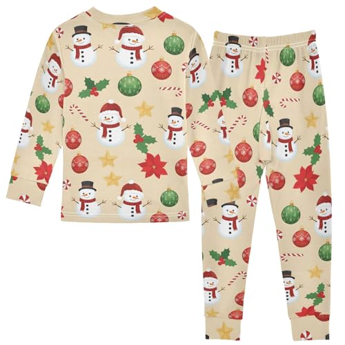 Pajama Sets Long Sleeve Christmas Pattern with Snowmen Ball Soft Comfy Sleepwear 2 Piece PJS 3-8T3