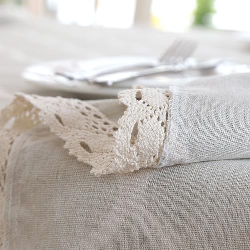 Nappe en coton KnSam avec dentelle verte pour art de la table raffiné - 6