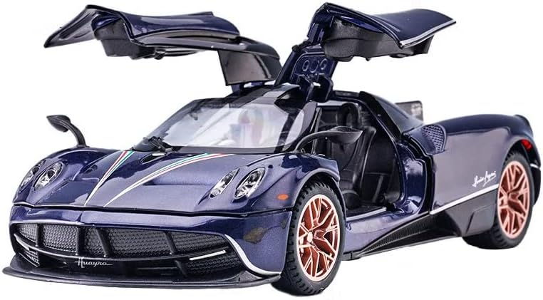 Image of 1:32 Scale Pagani Huayra Dinastia Toy Car | Metal Pullback Diecast Car for Kids with Openable Doors, Sound, Light Effects Toy for Car Enthusiasts (Color As Per Available),blue