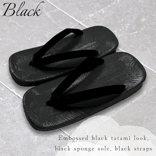 Edoten Setta Zori Sponge sole Sandal Cushioned and low impact on the legs and lower back Black Tatami Black thong LL (X-Large)2
