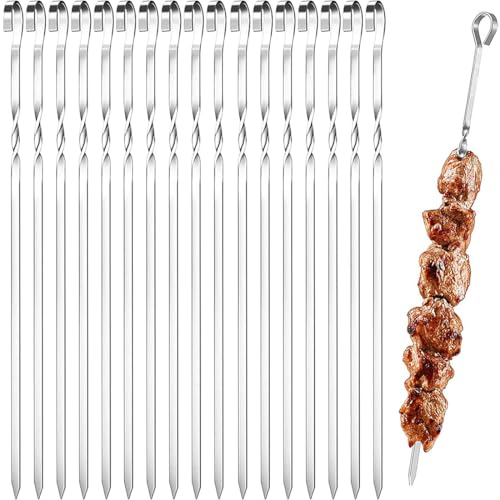 20 Piezas Brochetas de Acero Inoxidable, 30 cm Pinchos Barbacoa, Pinchos para Barbacoa Reutilizables, Brochetas de la Parrilla, para Hoguera o Barbacoa