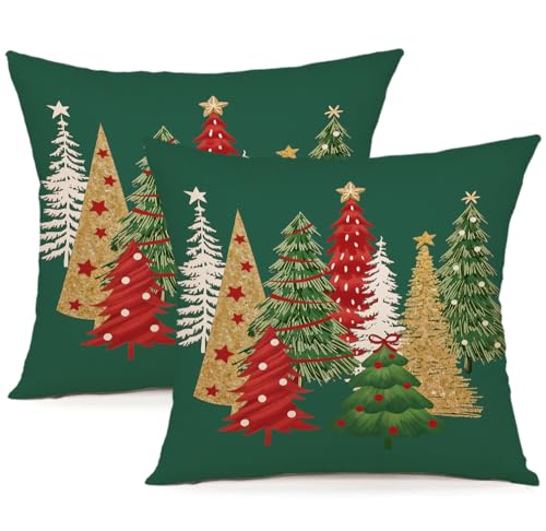 ZWJD Kissenbezug Weihnachten 40x40 2er Set Winterdeko Kissenbezüge...