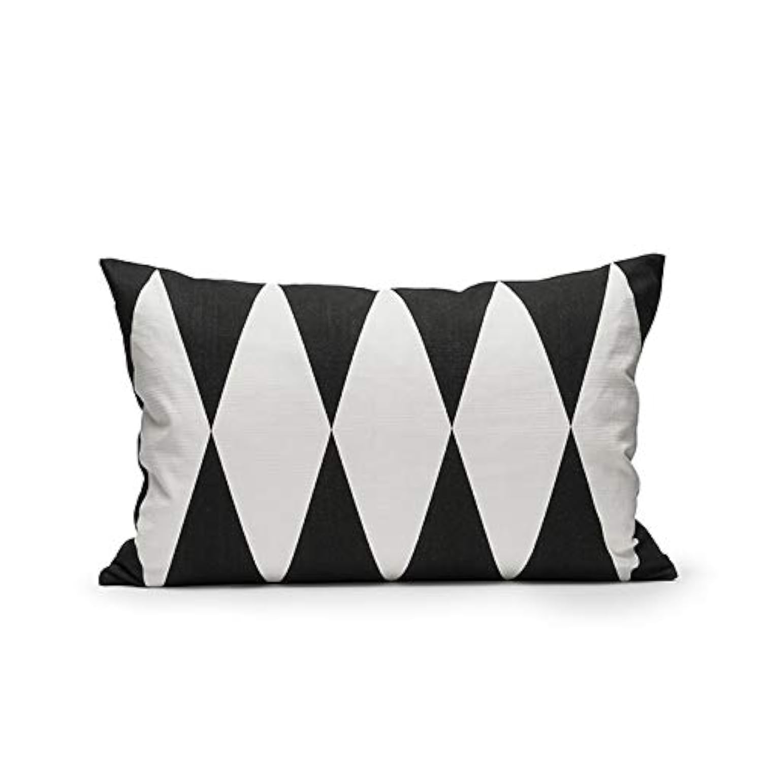 Coussin Déco 60x40 cm Arlequin Noir/Blanc grand format textile maison salon