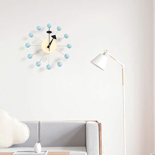 Miniatura 7 de SHISEDECO Reloj de bola de mediados de siglo, pintado de madera maciza sin tictac, decorativo, moderno, silencioso, reloj de pared para el hogar,