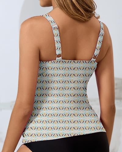 Image of Tankini Tops for Women Swimwear Top Only Tummy Control Bathing Suit Top No Bottom (Available in Plus)
