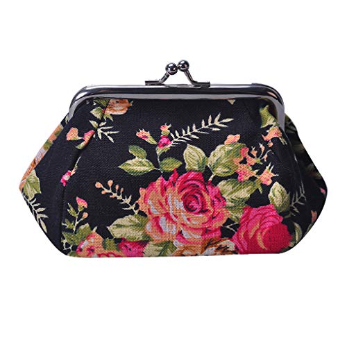 Rolin Roly Cute Clasp Closure Wallet Card Holder Coin Purse Change Organizer Canvas Jewelry Pouch Mini Coin Bag for Women 13 x 9 x 9.5cm
