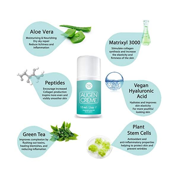 BIO Augenpflege, Anti-Aging Augencreme Gel gegen Falten, Schwellungen, und Augenringe. Eine Biologische Augengel mit… – Bild 3