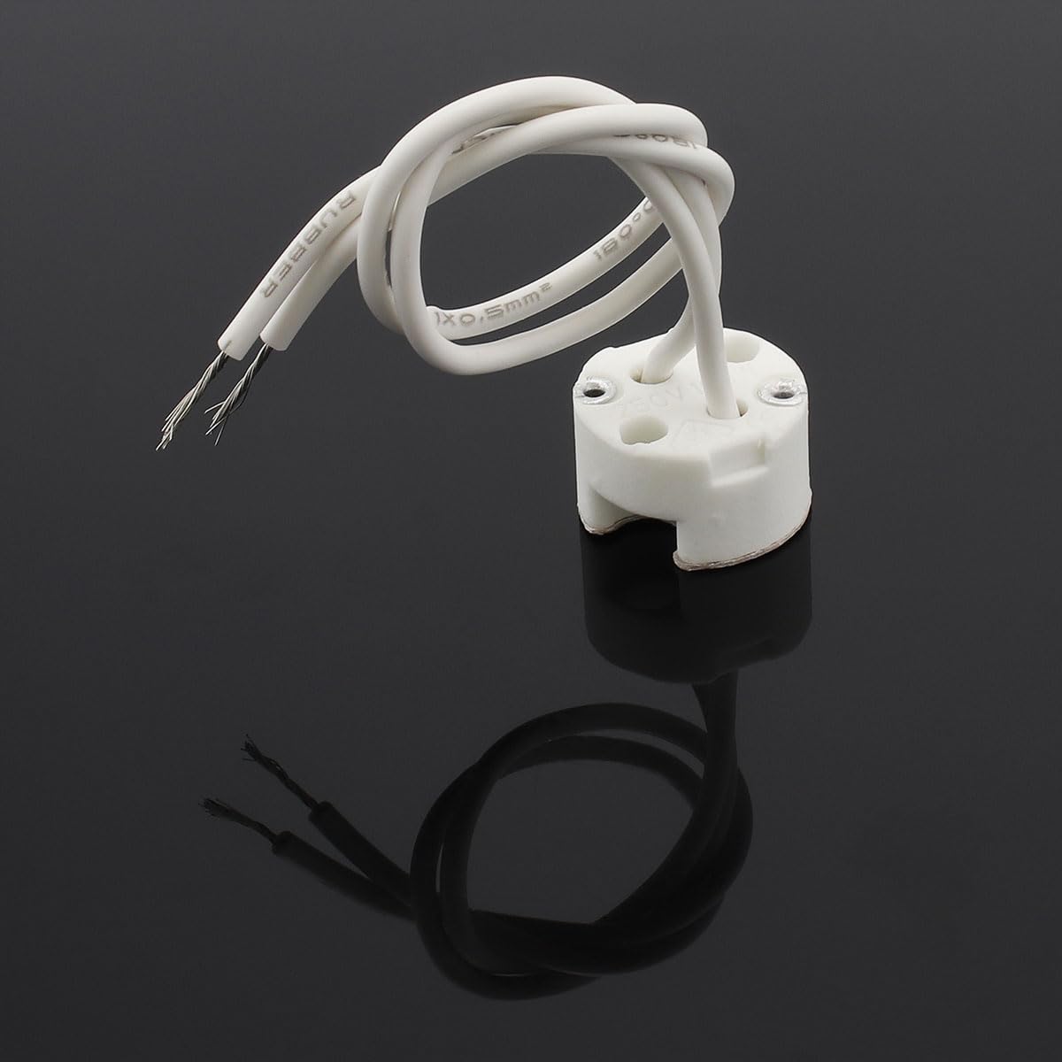 RTNLIT 10Pcs MR16 GU5.3 Lamp Holder, Mr11 G4 Led Bulb Bi-Pin Base Ceramic Socket for 12V Halogen Light Bulb, Wire Connector Base Adapter