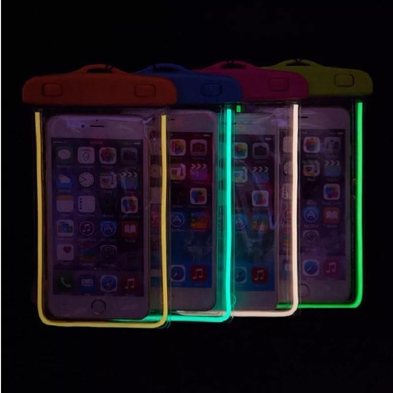 Image of Mobile Phone Waterproof Pouch Universal Size Transparent for All Smart Phones - Multicolor (Pink Black)