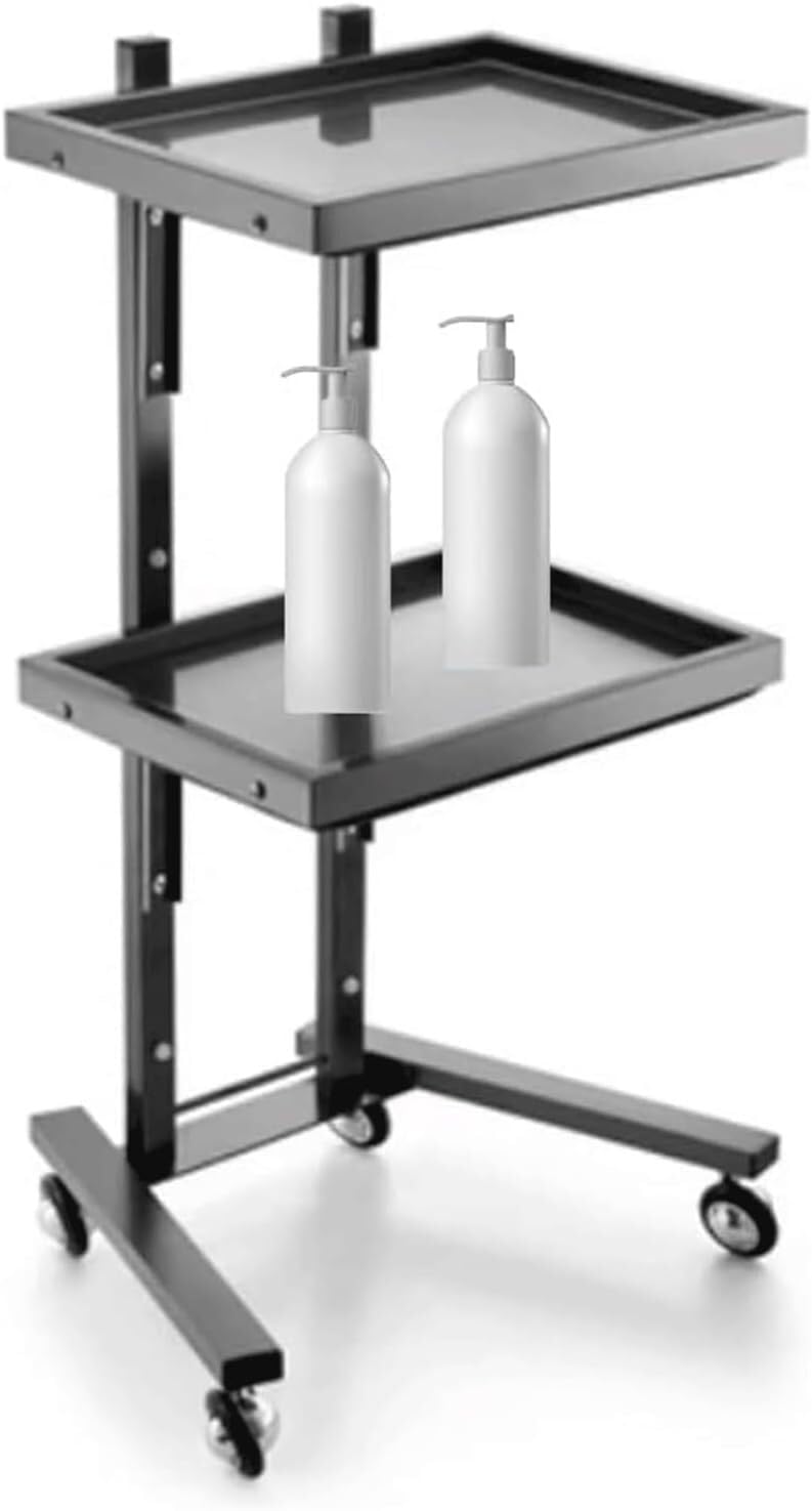SSDDLZEQ Mobile Salon Station, Salon Trolley Metal Salon Rolling Cart 2 Tier Trolley Cart Foldable Storage Utility Cart For Beauty And Barber Salon Cart(Schwarz)