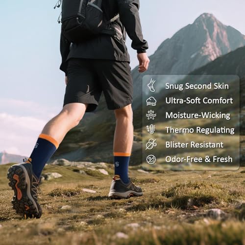 Merino Wool Hiking Socks for Men & Women - 19.42μm Anti-Blister | Temp Control & Moisture Wicking4