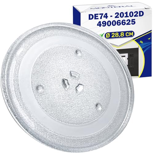 MONTERAL Plato Microondas Universal Ø 28,8 cm Tiene 3 Fijaciones Plato Giratorio Ø 288 mm con Código Original DE74-20102D para Samsung 49006625 para Candy