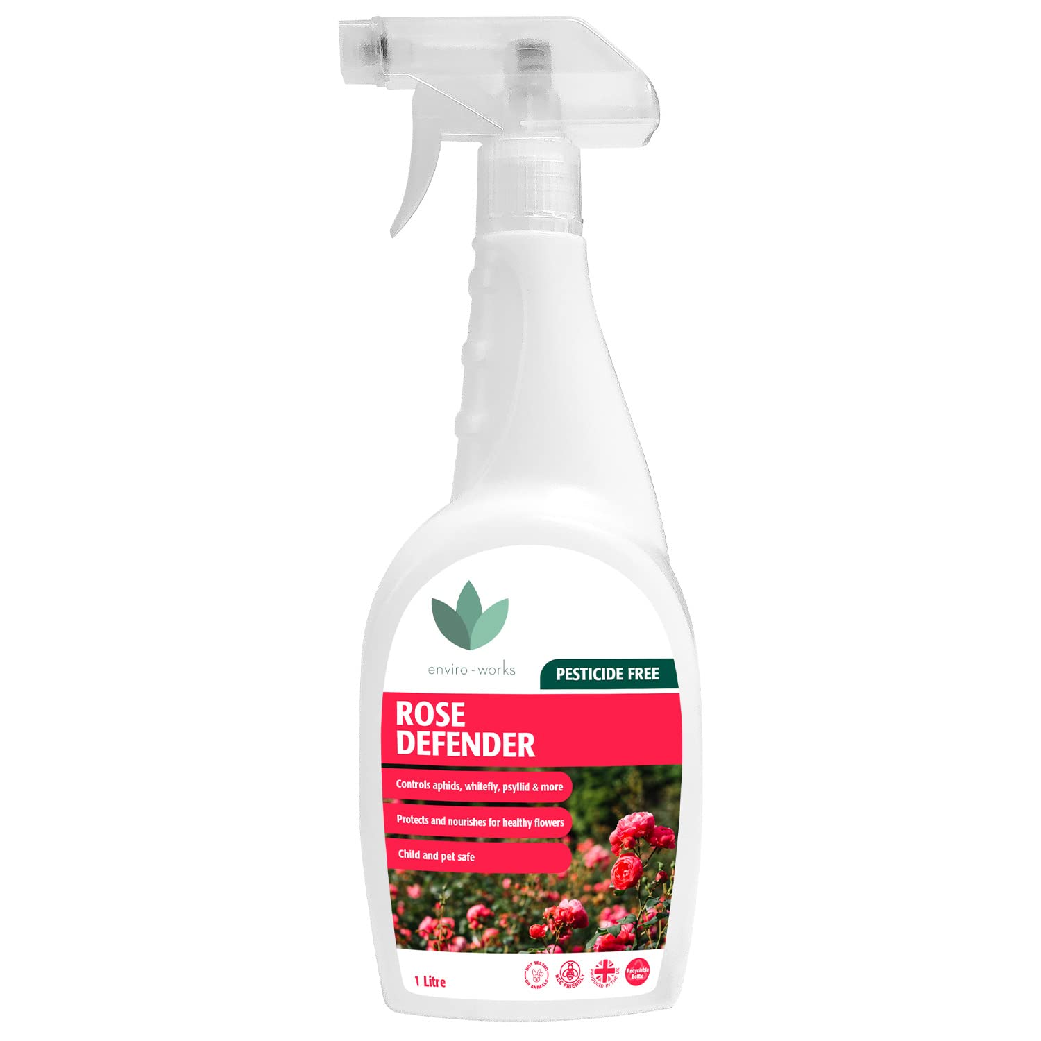 Enviro WorksRose Protection Defender - 750 ml Ready to Use - Control bugs, powdery mildew and provide roses with nutrition - Pesticide Free - Child and Pet Safe