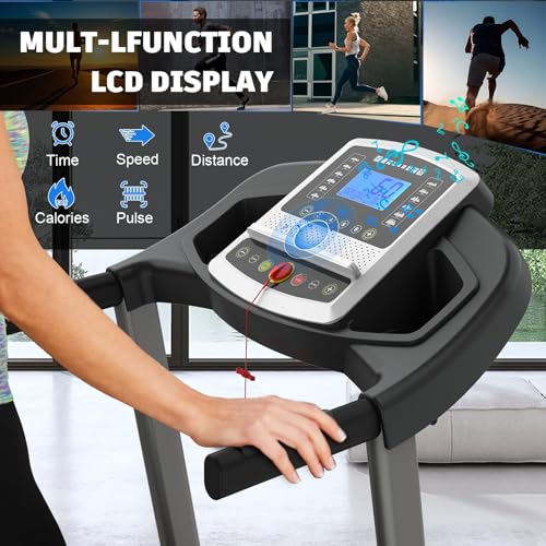 Image of Compact Foldable Home Treadmill: Max 7.5MPH, 8 Shock Absorbers, 41.3x16.5 inch Running Area, 12 Programs