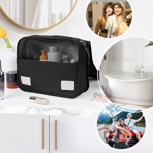 Playexen Hanging Travel Toiletry Bag, Portable Travel Cosmetic Organizer Bag for Women Men, Waterproof Toiletries Wash Bag with 4 Compartments & Hanging Hook (Dark Blue) - Thumbnail 6