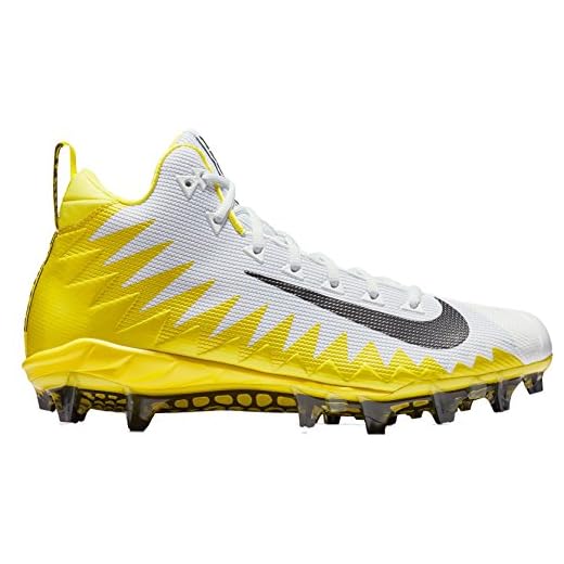 Nike Men's Alpha Menace Pro Mid Football Cleats (White/Yellow,10 D (M) US)