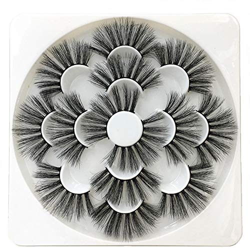 ARRIVEOK SKONHED 7 Pairs Long Handmade False Eyelashes 25mm Lash 8D Faux Mink Lash Extension Woman' Fashion Wispy Fluffy Hair Dramatic(8D-007)