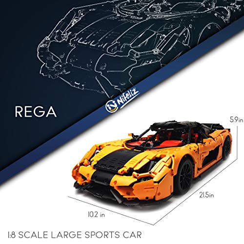 Nifeliz Rega Sports Model Car MOC Building Blocks and Engineering Toy, Adult Collectible Model Cars Set to Build, 1:8 Scale Light Blue Sports Car Model (4239 Pcs)