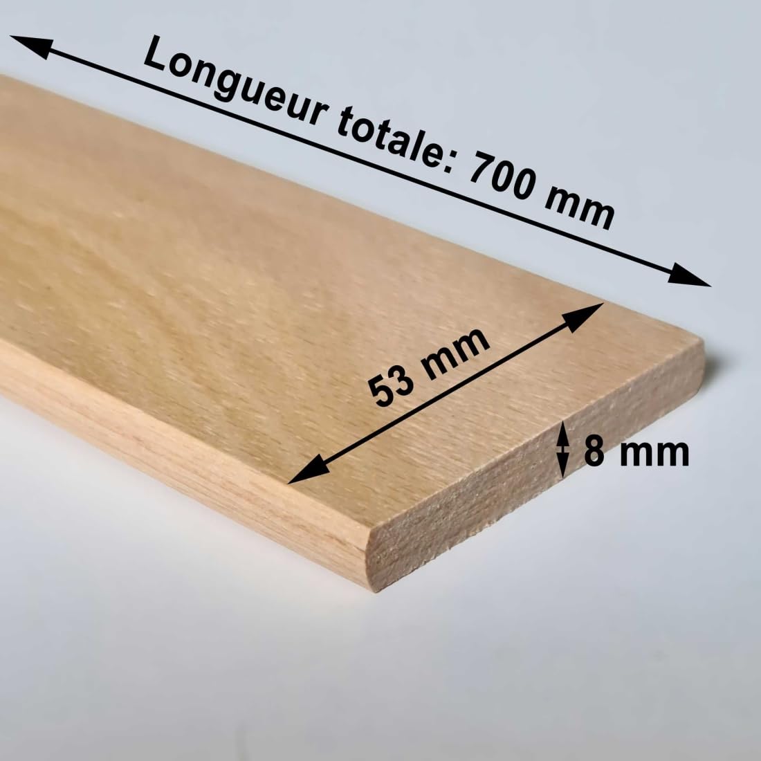 SCM Créations Lot de 3 Lattes 70 cm 700mm Largeur 53mm épaisseur 8mm Bois hêtre Durable | Sommier lit canapé clic clac bz | 7 Plis Rechange Renfort résistant Soutien Matelas
