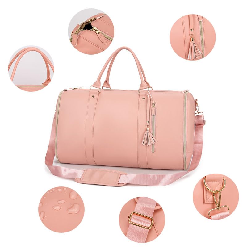 Luux Travel Bag, Luux Bags Travel Duffel Bag, 2025 New 2 in 1 Garment Duffle Bags for Travel, Large Waterproof Duffle Bag for Travel with Shoe Pouch and Removable Shoulder Strap (Brown)4