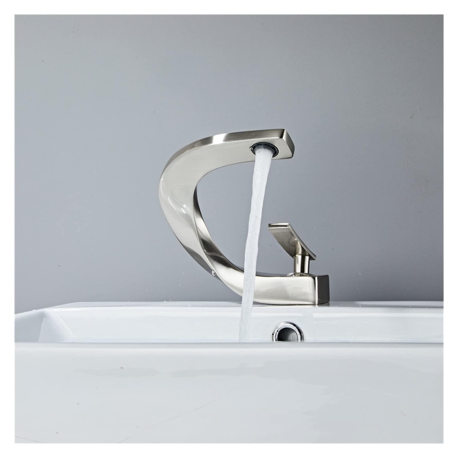 Mooilko Nickel Black Basin Faucet Brushed Gold Bathroom Faucet Mixer Tap Chrome/ Wash Basin Faucet Hot And Cold Lavotory Faucet Easy To Install(Nickel)