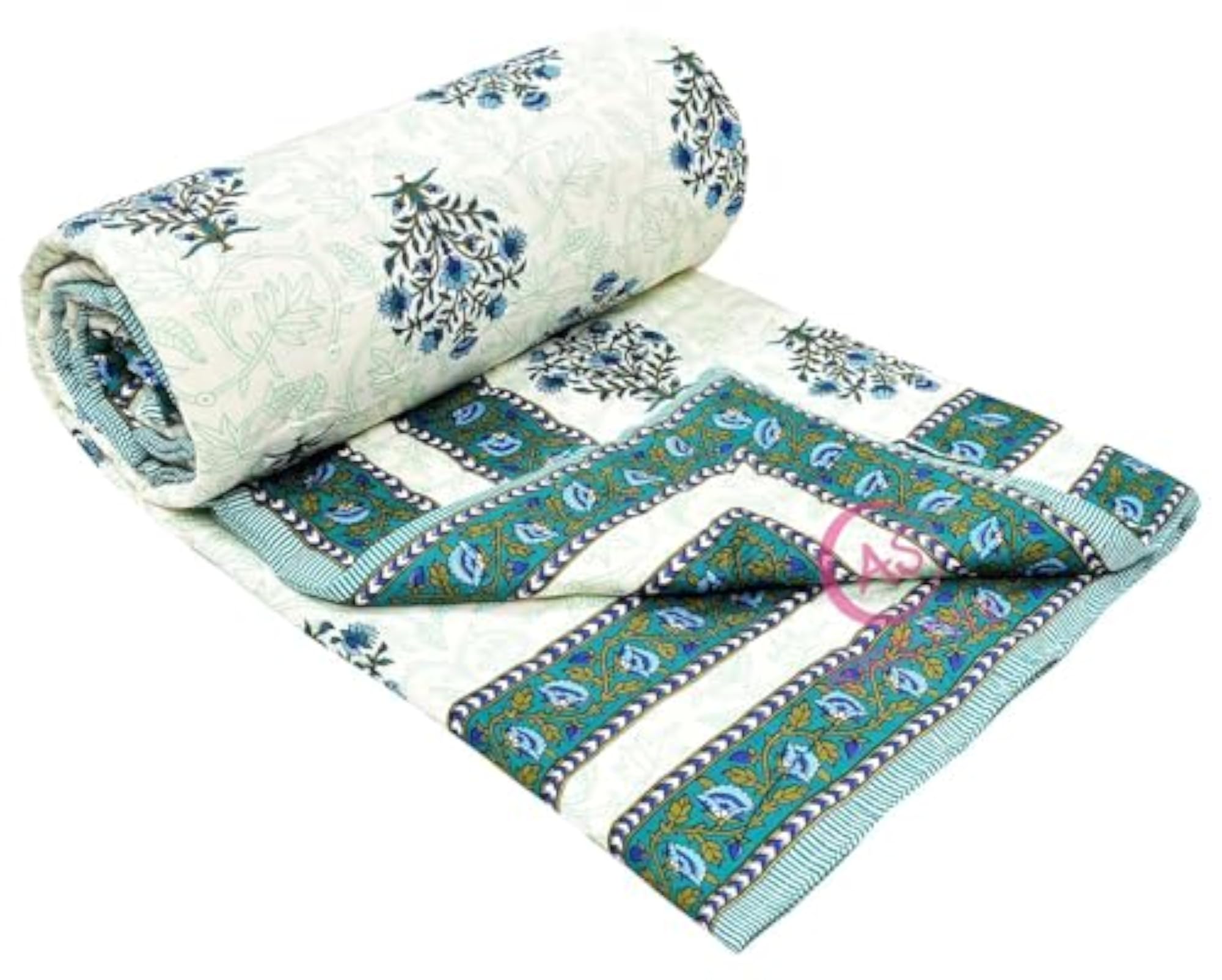 Jaipuri Design Printed Lightweight Single Bed Quilt, 400 TC