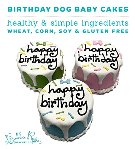 Bubba Rose Biscuit Company: Blue Dog Birthday Baby Cake - Crunchy Biscuit Texture - Natural Gourmet Dog Treat - Dog Cake - 3 Inch 1 Count - Made In The Usa #TOP2
