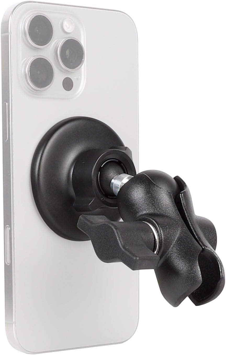 Magnetic Cell Phone Holder Base with 3.54" Double Socket arm for MagSafe iPhone 17 16 15 14 13 Series,Compatible with RAM B Size Mounts