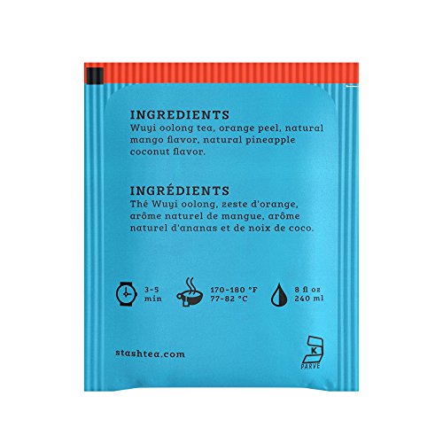 Image of Stash Tea Coconut Mango Wuyi Oolong Tea - Caffeinated, Non-GMO Project Verified Premium Tea with No Artificial Ingredients, 18 Count (Pack of 6) - 108 Bags Total