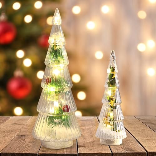 Mini Weihnachtsbaum mit Beleuchtung, 2 Stück LED Künstlicher...