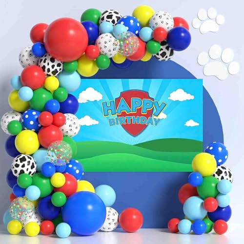 Decoración de Cumpleaños Globos Paw Feliz Cumpleaños Fotografía Foto Dog Fondo Suministros para Fiestas