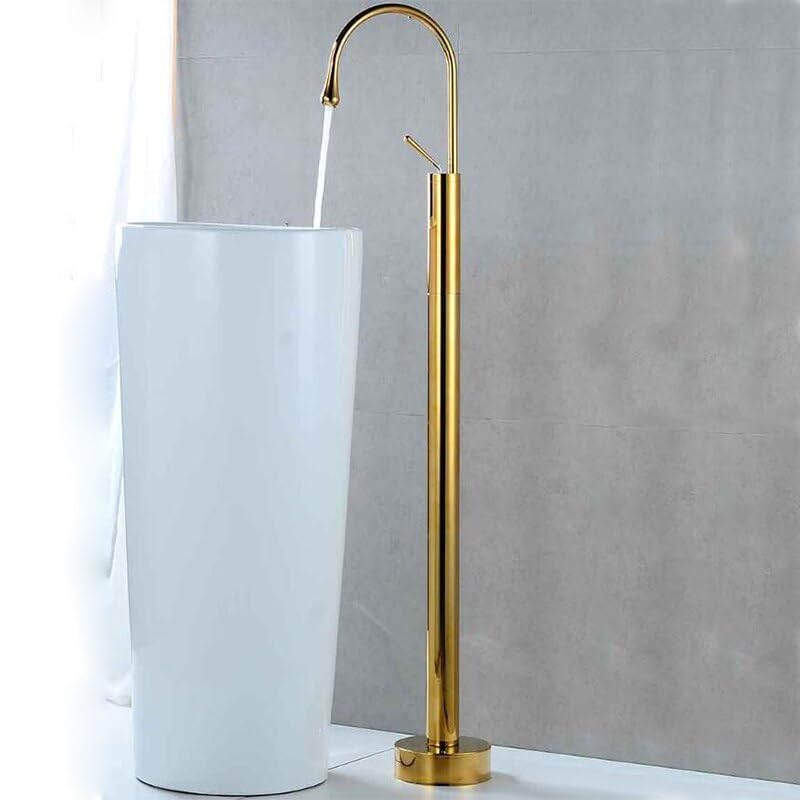 Robinet de baignoire sur pied mitigeur de luxe noir et or en laiton