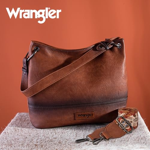 Image of Wrangler Hobo Bags for Women Vegan Leather Top Handle Shoulder Purses and Handbags