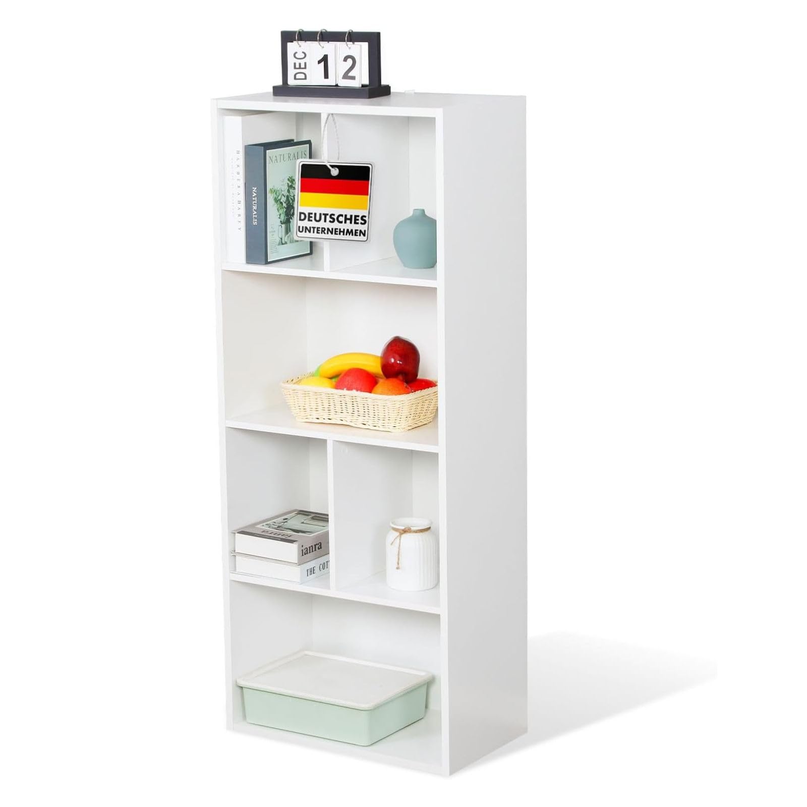 Floordirekt Libreria, scaffale bianco con 6 scomparti, 29 x 50 x 121 H, divisorio per cameretta dei bambini, soggiorno, ufficio e camera da letto (California)