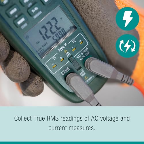 Image of Extech EX623A 600A AC /DC Clamp Meter with IR and Dual Type K | True RMS, NCV, built-in IR thermometer, T1 /T2 differential, LoZ, low pass filter, inrush, DC uA