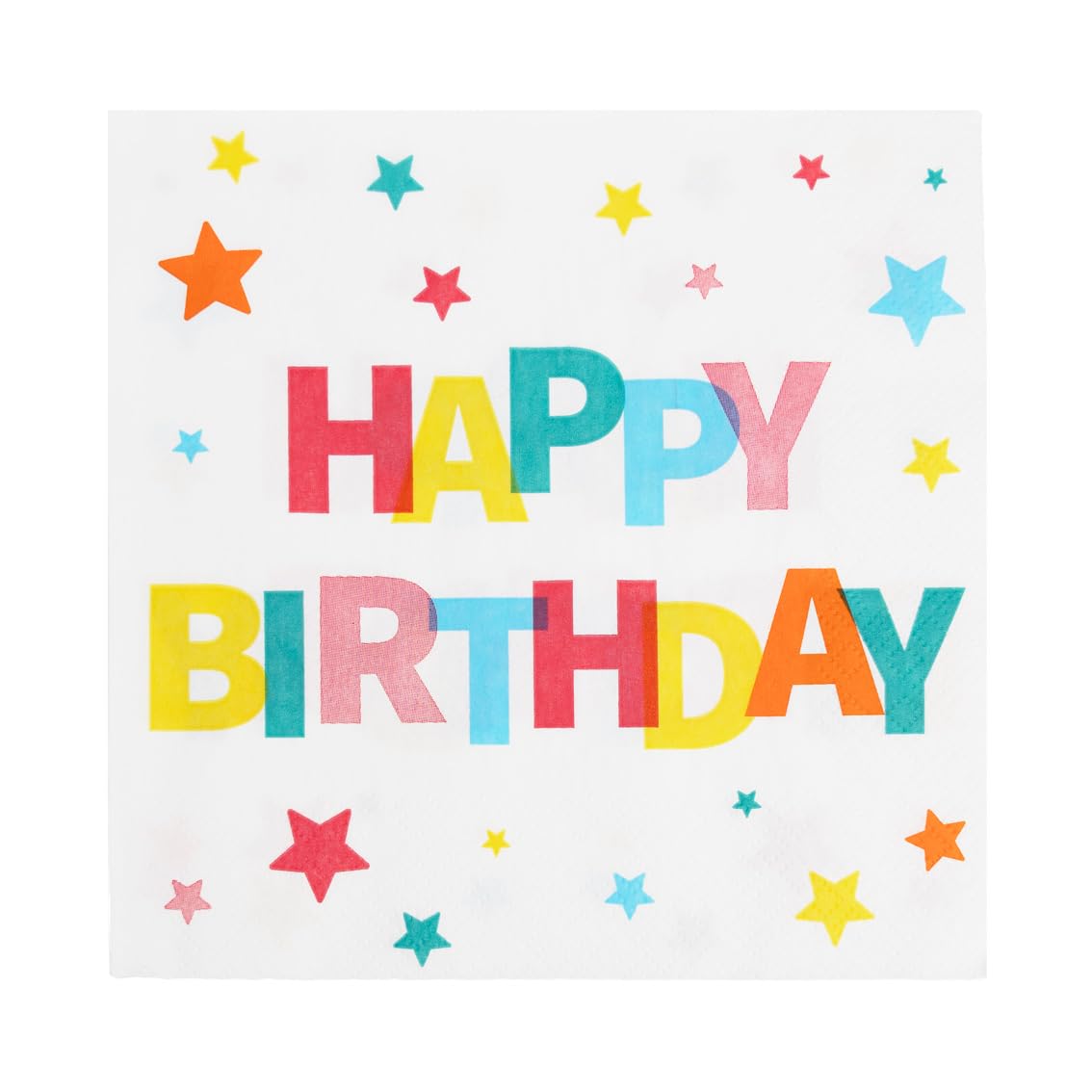 Cheerful Happy Birthday Colourful Paper Napkins Disposable Serviettes for Birthdays of Any Age - Perfect for Kids or Adults' Celebrations! 20-Pack 3ply