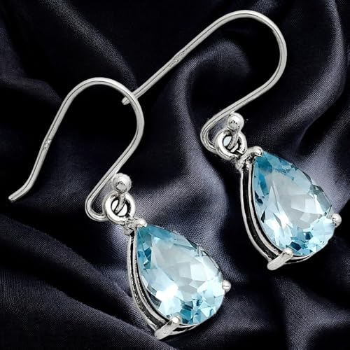 Natural Gemstones Pear Shape 925 Sterling Silver Earrings Jewelry E-1021 AGE10014