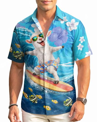 Image of 99TIMORO Fathers Film Button Down Shirt for Men, Funny Hawaiian Short Sleeve Top, Summer Beach Gifts