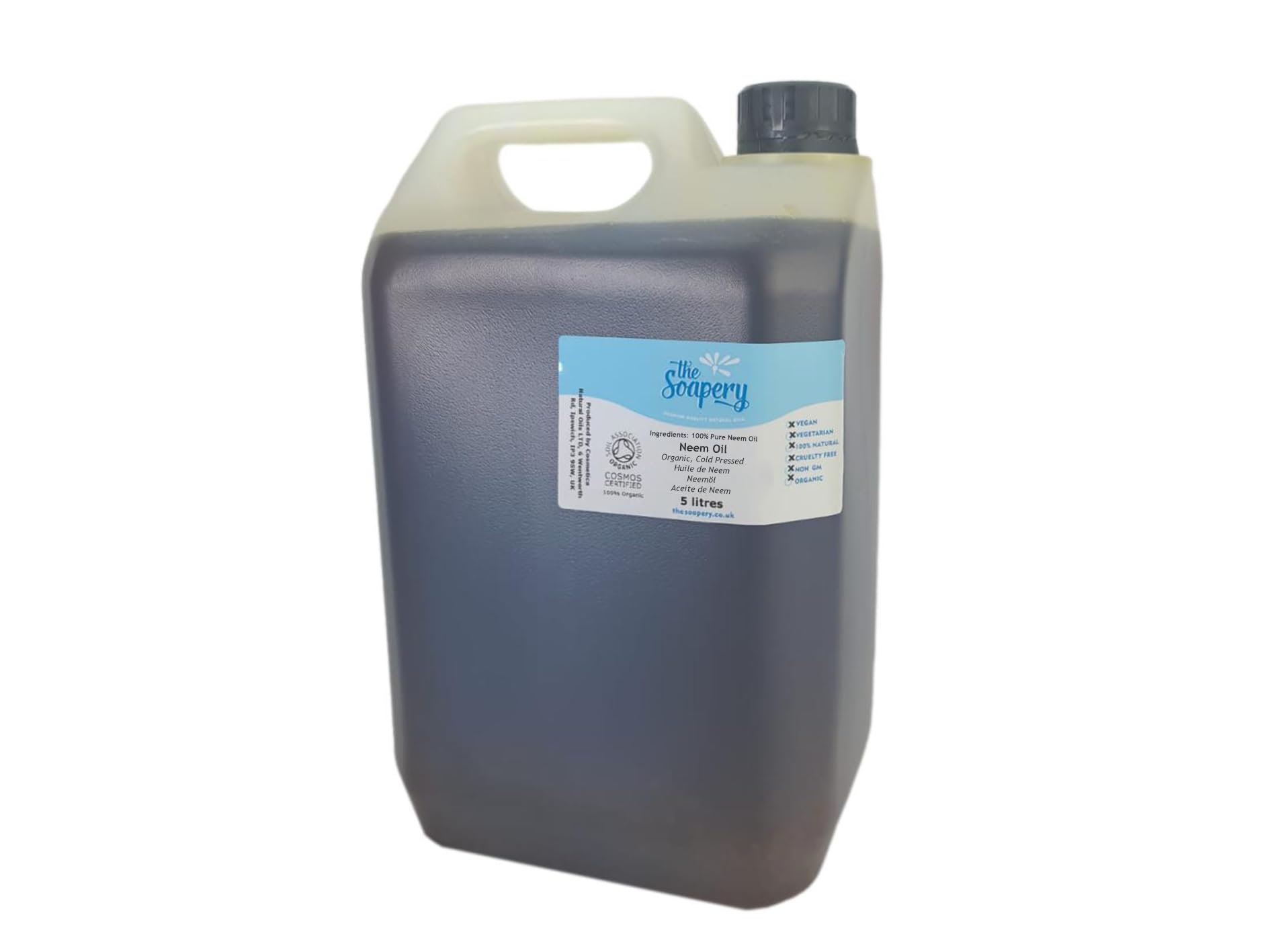 Aceite de neem orgánico 5 litros - Prensado en frío, crudo, puro, virgen, sin refinar