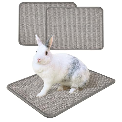 ZINGTERRA 2Pcs Bunny Bed Sisal Rabbit Scratching Pad Natural Cat Resting Mats for Cages Guinea Pig Bed Mat Forage Grass Mat Teeth Care Rabbit Mats (15.7x11.8 in)