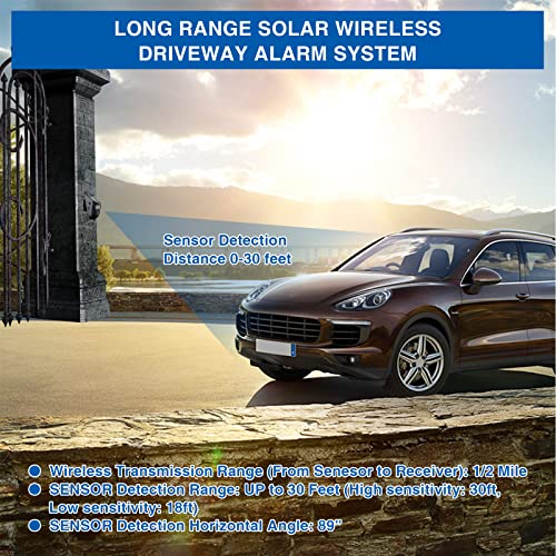 Solar Wireless Auffahrt Alarm Outdoor Wetterbeständig Bewegungsmelder Detektor Türklingel Klingel DIY Sicherheitswarnsystem (2 Sensor & 1 Türklingel)