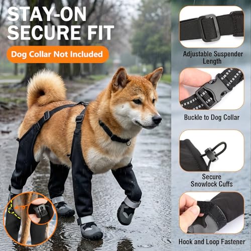 Bottes à bretelles pour chiens antidérapantes et imperméables - 6
