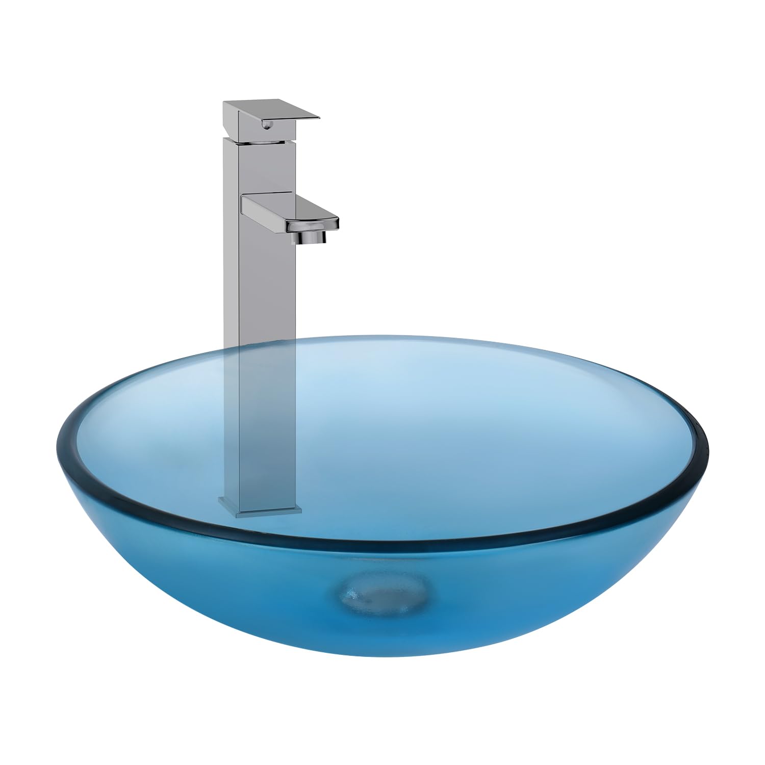 Lavabo en verre trempé bleu pour rénover une salle de bain moderne