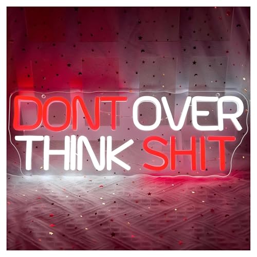 ROJDFCNBW Cartel de neón, Lámpara de neón LED multicolor con USB Don't Over Think Shit for bares y decoración del hogar, 42 cm × 15 cm
