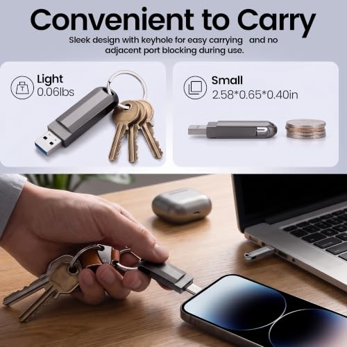 128GB USB Flash Drive, Dual USB-A & USB-C Thumb Drive, 2-in-1 Memory Stick for Photo, Video and File Backup, External Storage Drive for Android Phones, Tablets, Laptops and PCs - Image 3